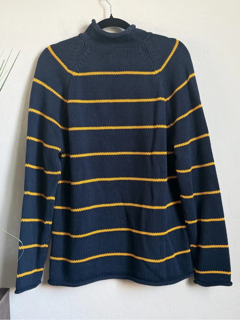J.Crew 2025 1988 Rollneck Stripe Sweater Navy Gold NWT Men’s Small Cotton